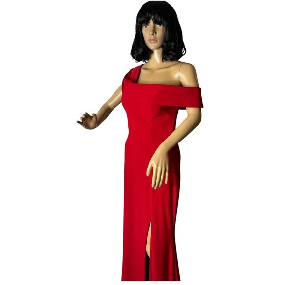 Agua Dresses Red One-Shoulder Off-Shoulder Maxi Formal Gown Slit –size 8 - Picture 7 of 17